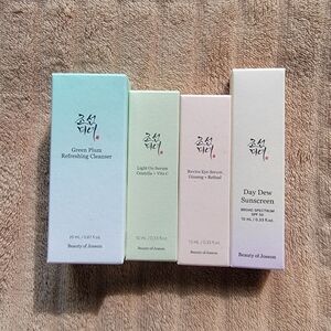 Beauty of Joseon deluxe green plum cleanser, serum, eye & day dew sunscreen spf